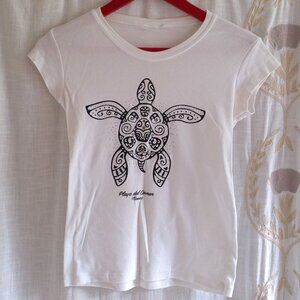 Playa Del Carmen Mexico White Turtle Tee Women's Small